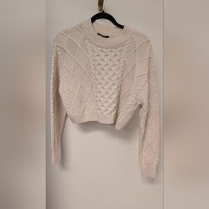 Gina Tricot Women's Cream Cable Knit Sweater